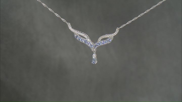 Blue Tanzanite Rhodium Over Sterling Silver Necklace 1.11ctw Video Thumbnail