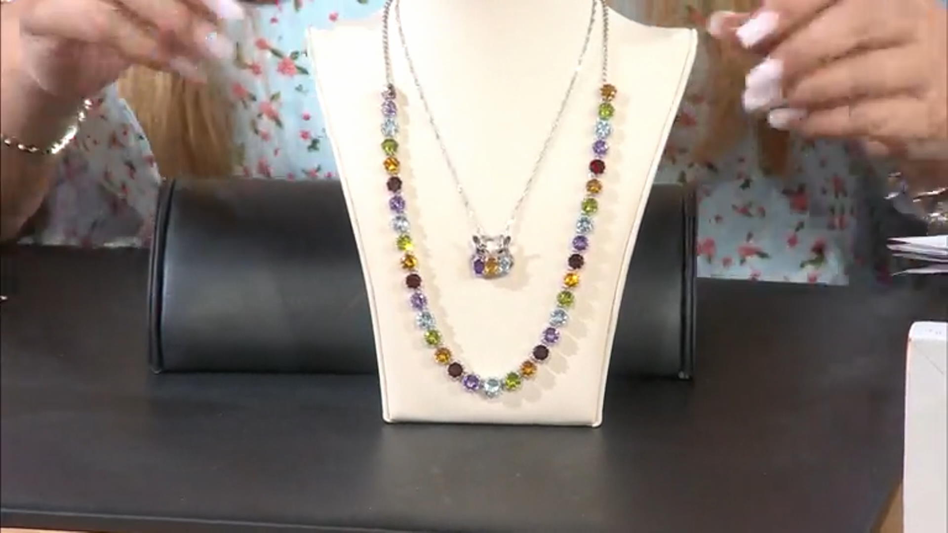 Multicolor Multi-Gem Rhodium Over Sterling Silver Necklace 28.98ctw Video Thumbnail