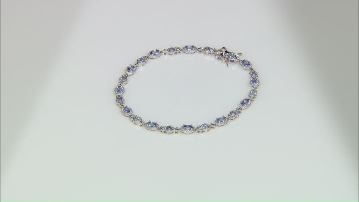Blue Tanzanite Rhodium Over Sterling Silver Tennis Bracelet 2.86ctw Video Thumbnail