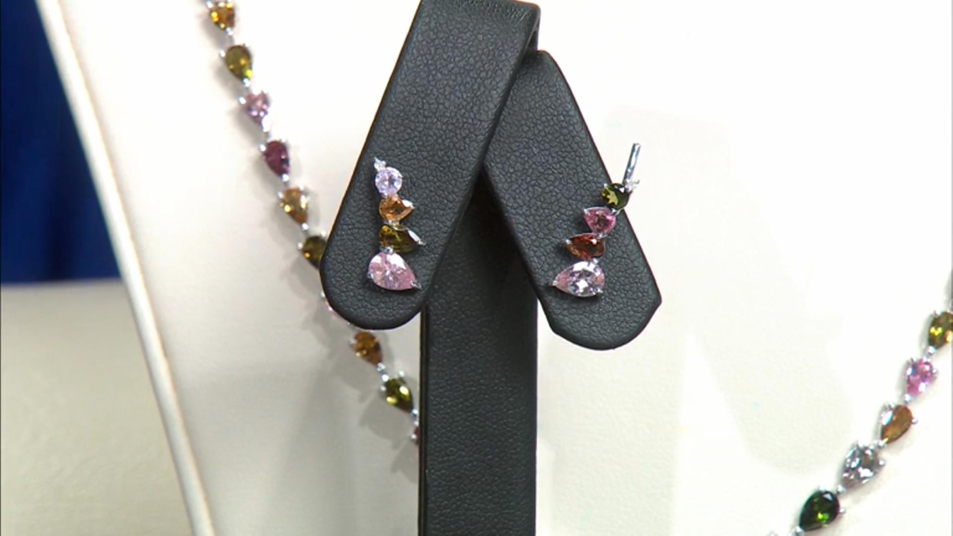 Multicolor Tourmaline Rhodium Over Sterling Silver Climber Earrings 1.46ctw Video Thumbnail