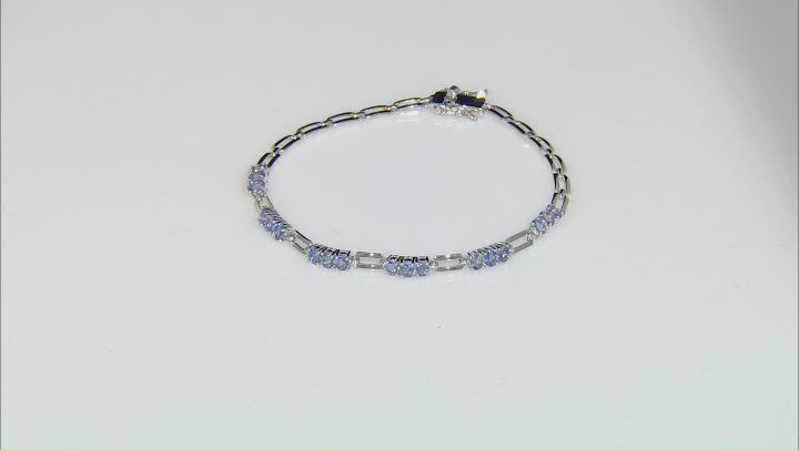 Blue Tanzanite Rhodium Over Sterling Silver Bracelet 2.45ctw Video Thumbnail