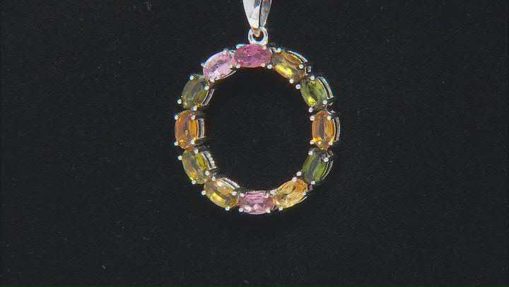 Multicolor Tourmaline Rhodium Over Sterling Silver Pendant With Chain 2.24ctw Video Thumbnail