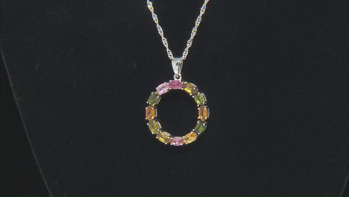 Multicolor Tourmaline Rhodium Over Sterling Silver Pendant With Chain 2.24ctw Video Thumbnail