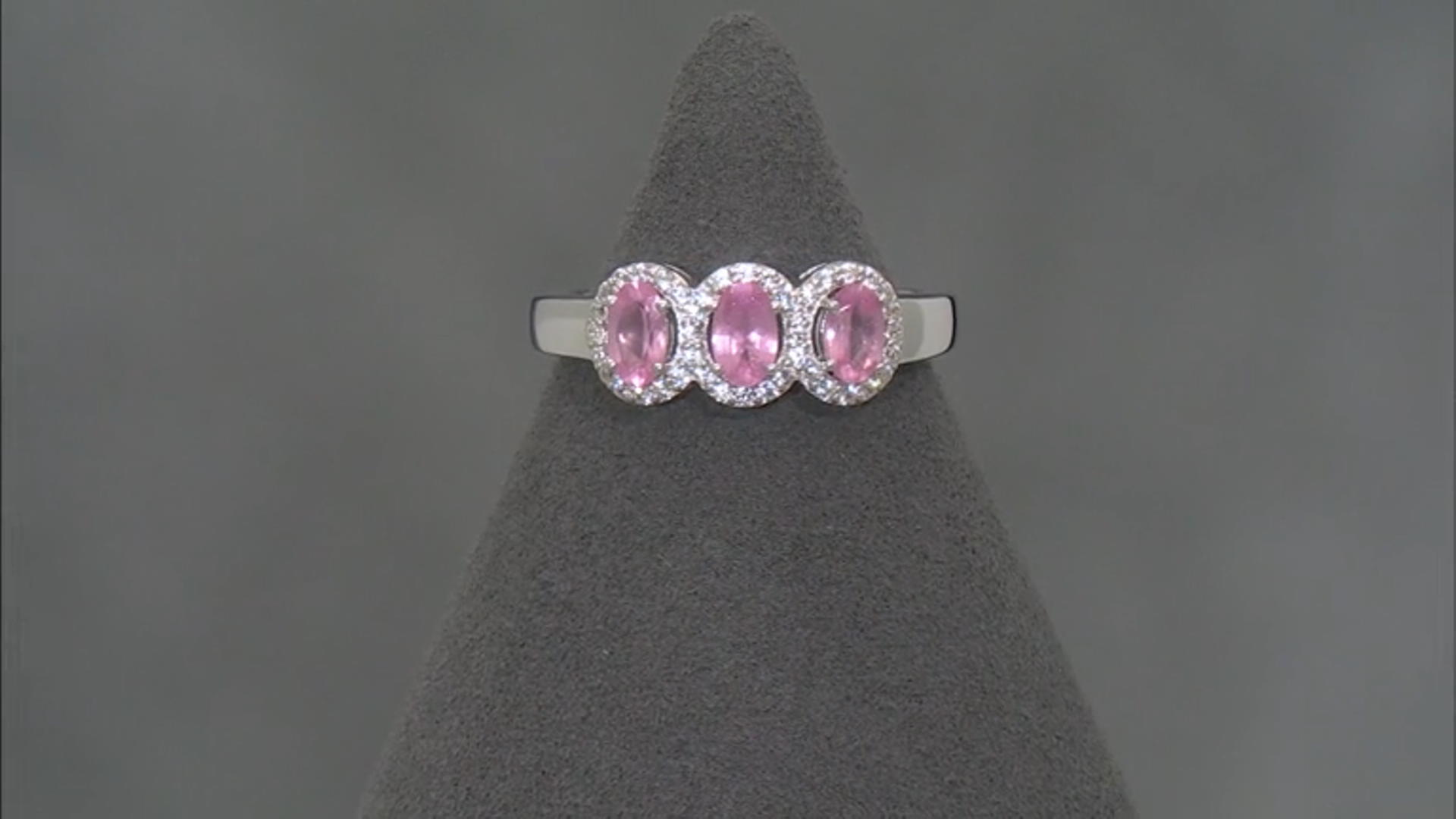 Pink Spinel Rhodium Over Sterling Silver Ring 0.76ctw Video Thumbnail