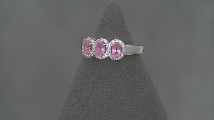Pink Spinel Rhodium Over Sterling Silver Ring 0.76ctw Video Thumbnail