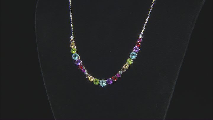 Multi-Gem Rhodium Over Sterling Silver Necklace 15.50ctw Video Thumbnail