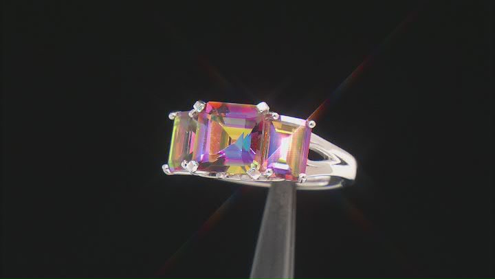 Northern Light Quartz™ Rhodium Over Sterling Silver 3-Stone Ring Video Thumbnail