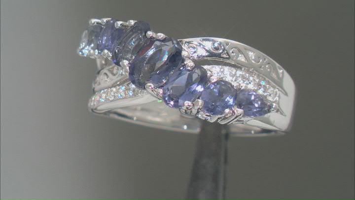 Iolite Rhodium Over Sterling Silver Ring 1.12ctw Video Thumbnail