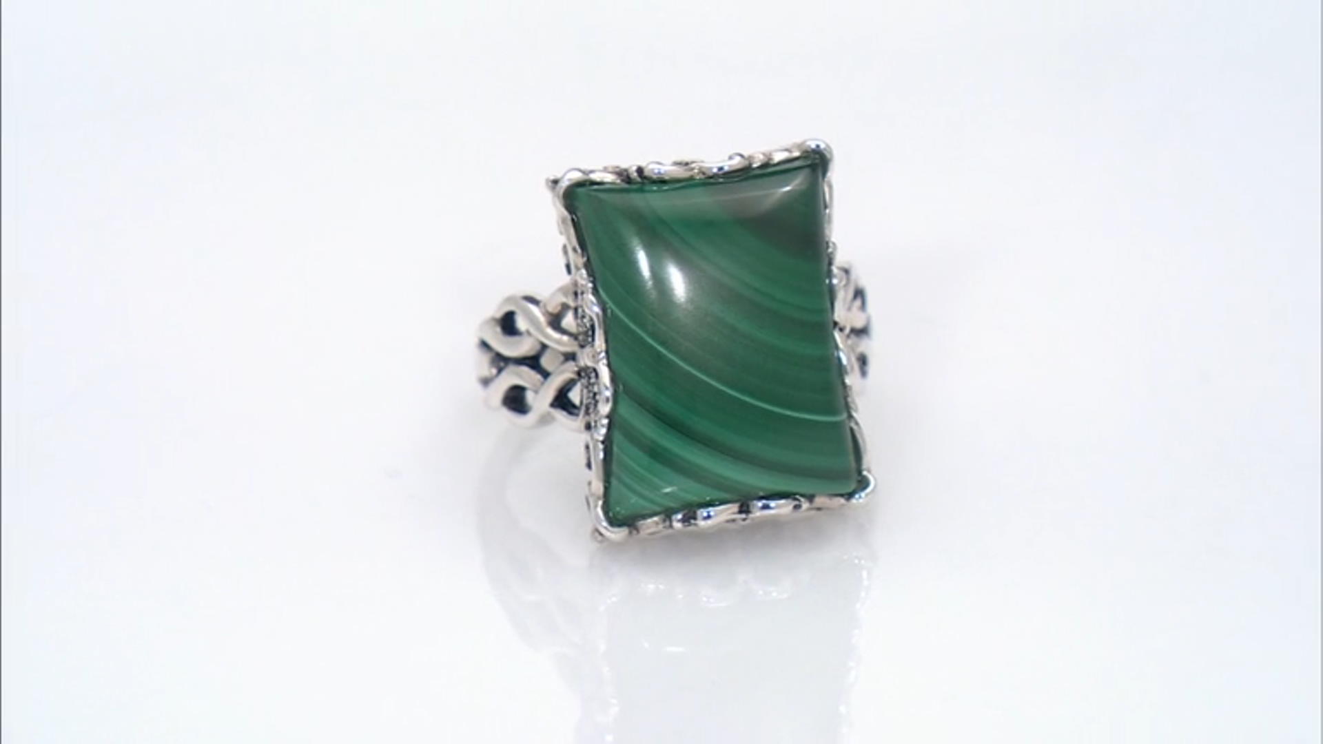 Green Malachite Sterling Silver Solitaire Ring Video Thumbnail