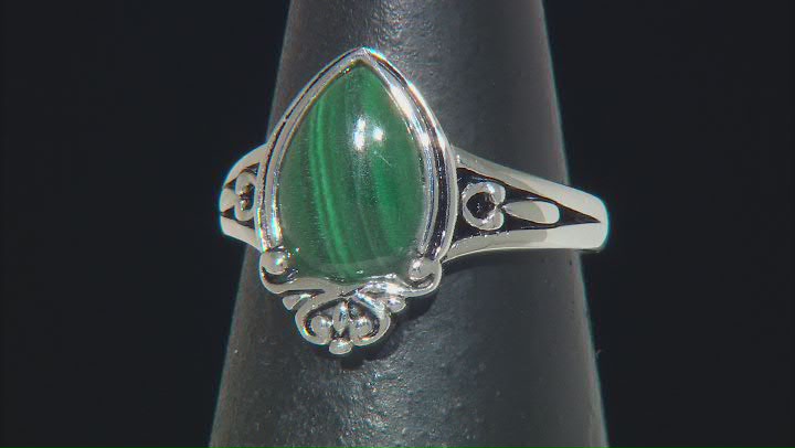 Green Malachite Sterling Silver Solitaire Ring Video Thumbnail