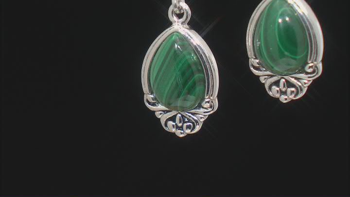 Green Malachite Sterling Silver Solitaire Dangle Earrings Video Thumbnail