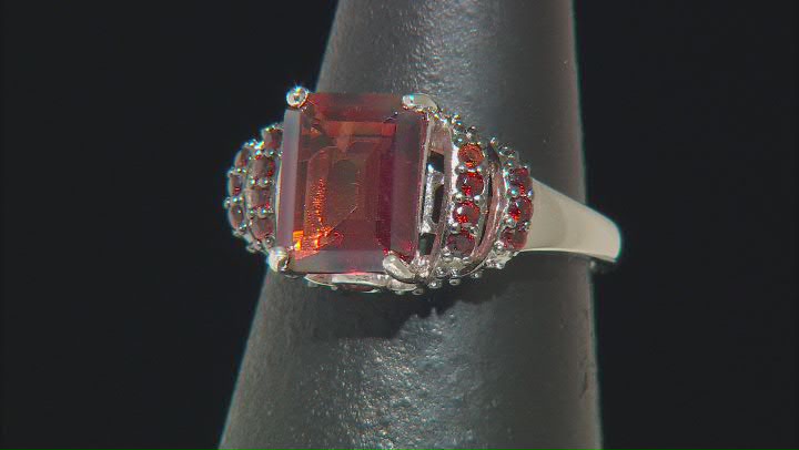 Red Labradorite With Garnet Rhodium Over Sterling Silver Ring 2.85ctw Video Thumbnail