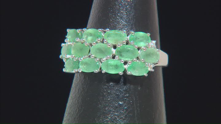 Green Zambian Emerald Rhodium Over Sterling Silver Ring 2.39ctw Video Thumbnail