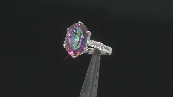 Multi-Color Quartz Rhodium Over Sterling Silver Ring 4.97ctw Video Thumbnail