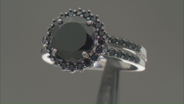 Black Spinel Rhodium Over Sterling Silver Ring 4.28ctw Video Thumbnail