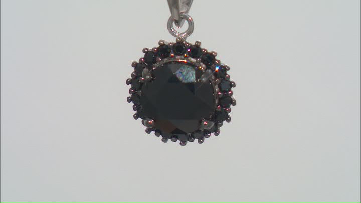 Black Spinel Rhodium Over Sterling Silver Pendant With Chain 2.81ctw Video Thumbnail
