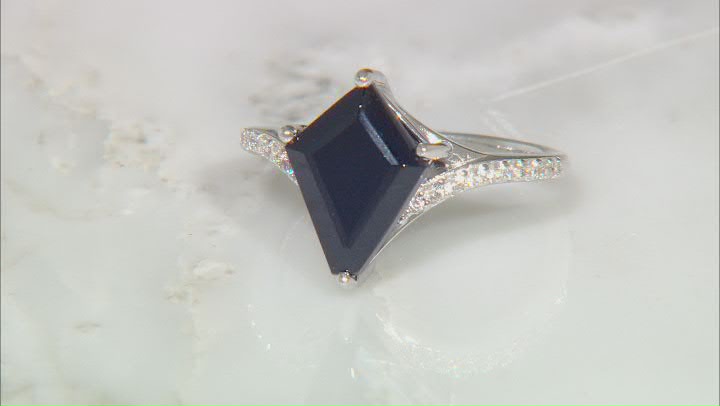 Black Spinel Rhodium Over Sterling Silver Ring 5.02ctw Video Thumbnail