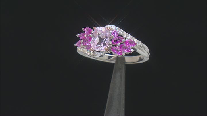 Pink Kunzite Rhodium and 18k Rose Gold Over Silver Ring 2.19ctw Video Thumbnail