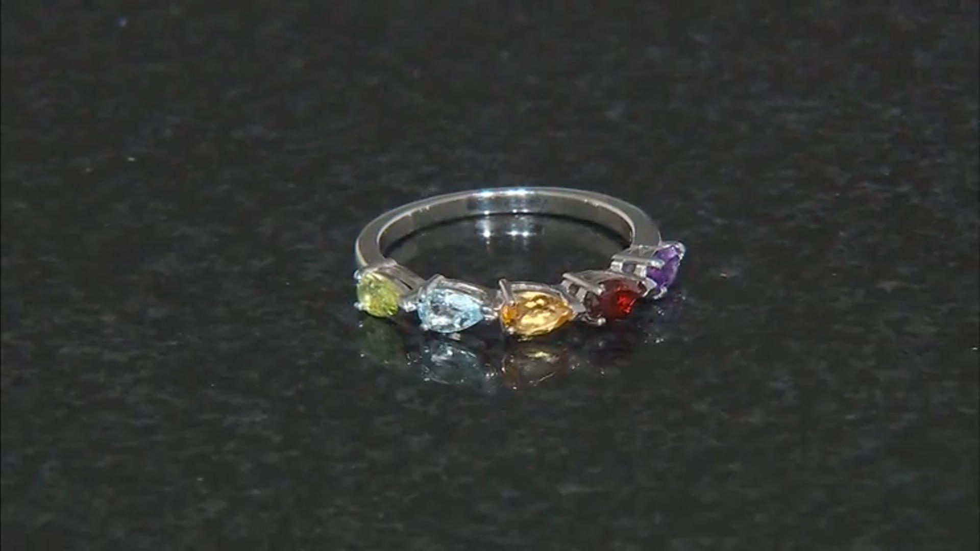 Multi-Gem Rhodium Over Sterling Silver Band Round 0.92ctw Video Thumbnail