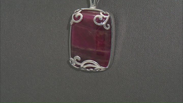 Pink Tigers Eye Sterling Silver Enhancer Pendant With Chain Video Thumbnail
