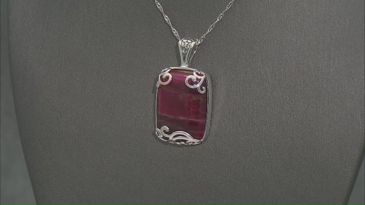 Pink Tigers Eye Sterling Silver Enhancer Pendant With Chain Video Thumbnail