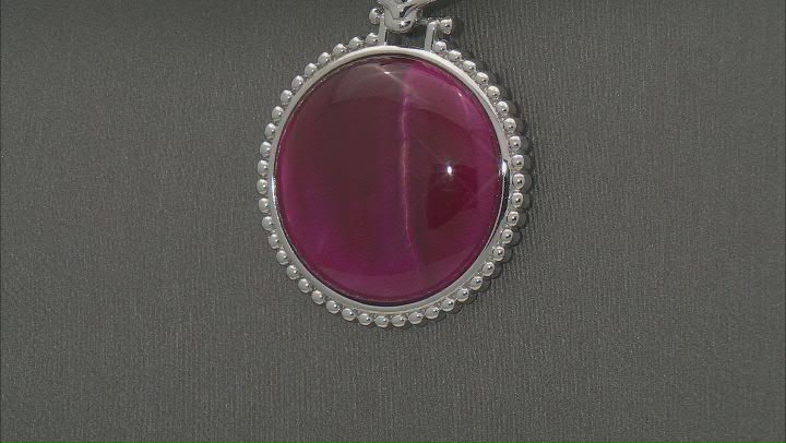 Pink Tigers Eye Rhodium Over Sterling Silver Enhancer With Chain Video Thumbnail