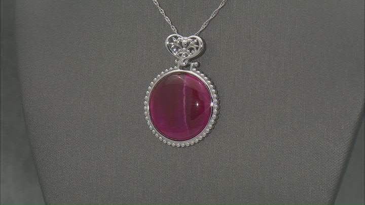Pink Tigers Eye Rhodium Over Sterling Silver Enhancer With Chain Video Thumbnail