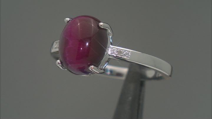 Pink Tigers Eye Rhodium Over Sterling Silver Ring 0.01ctw Video Thumbnail