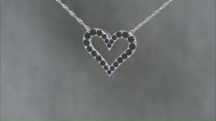 Black Spinel Rhodium Over Sterling Silver Heart Necklace 1.84ctw Video Thumbnail