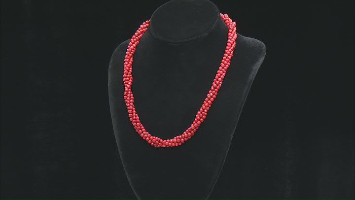 Red Coral Sterling Silver Twisted Necklace Video Thumbnail
