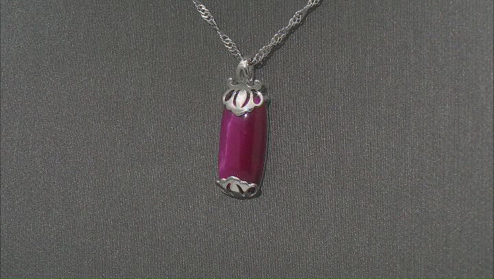 Pink Tigers Eye Rhodium Over Sterling Silver Solitaire Pendant With Chain Video Thumbnail