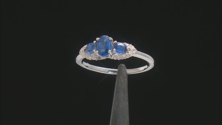Blue Kyanite Rhodium Over Sterling Silver Ring 0.91ctw Video Thumbnail