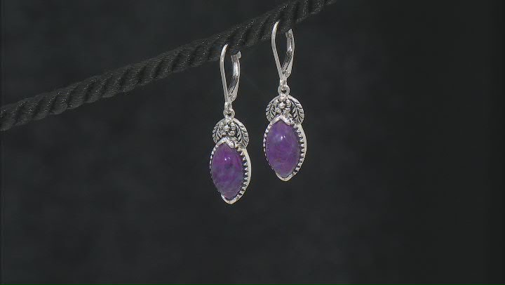 Purple Composite Turquoise Sterling Silver Solitaire Dangle Earrings Video Thumbnail