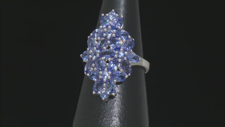 Blue Tanzanite Rhodium Over Sterling Silver Ring 4.18ctw Video Thumbnail