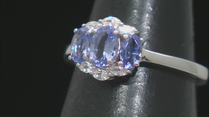 Blue Tanzanite Rhodium Over Sterling Silver Ring 0.98ctw Video Thumbnail