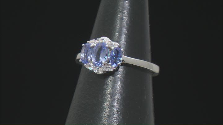 Blue Tanzanite Rhodium Over Sterling Silver Ring 0.98ctw Video Thumbnail