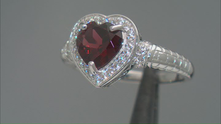 Red Garnet Rhodium Over Sterling Silver Ring 1.86ctw Video Thumbnail