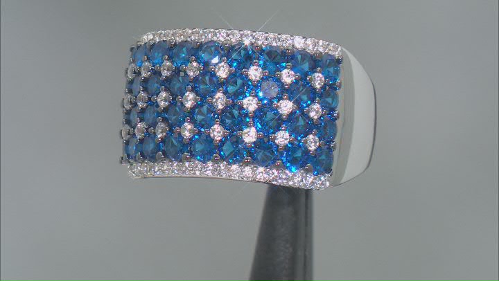 Blue Lab Created Spinel Rhodium Over Sterling Silver Band Ring 2.64ctw Video Thumbnail