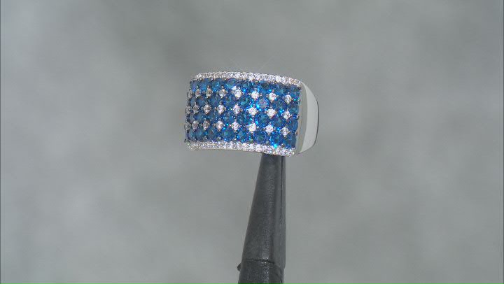 Blue Lab Created Spinel Rhodium Over Sterling Silver Band Ring 2.64ctw Video Thumbnail