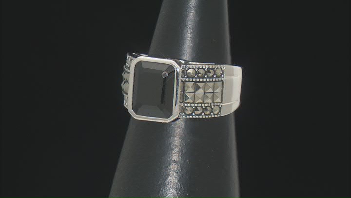 Black Spinel With Marcasite Sterling Silver Ring 4.10ct Video Thumbnail