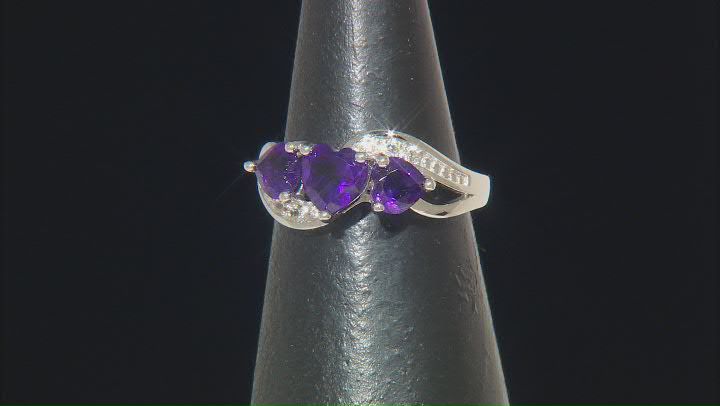 Purple Amethyst Rhodium Over Sterling Silver Ring 1.29ctw Video Thumbnail