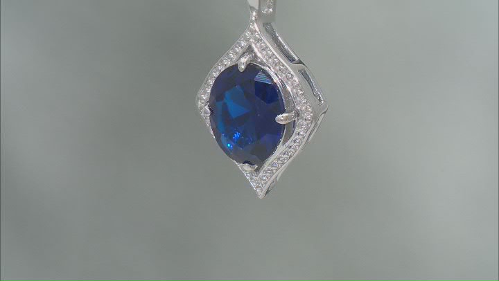 Blue Lab Created Spinel Rhodium Over Sterling Silver Pendant with Chain 2.40ct Video Thumbnail