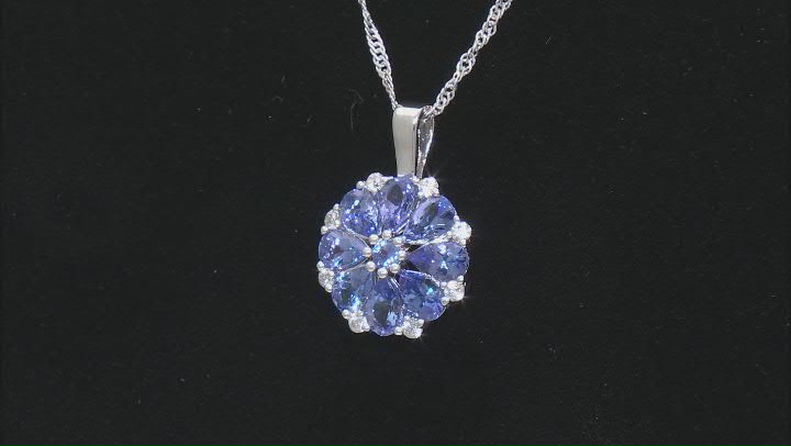 Tanzanite Rhodium Over Sterling Silver Pendant with Chain 3.11ctw Video Thumbnail