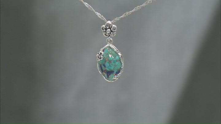 Turquoise and Lapis Lazuli Sterling Silver Solitaire Pendant With Chain Video Thumbnail