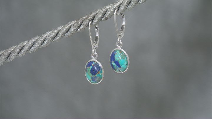 Blue Turquoise and Lapis Lazuli Sterling Silver Solitaire Dangle Earrings Video Thumbnail
