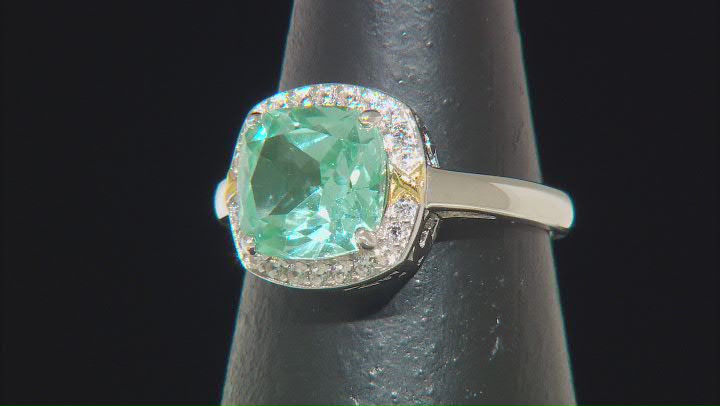 Green Lab Created Spinel Rhodium Over Sterling Silver Ring 3.42ctw Video Thumbnail