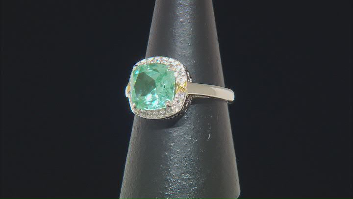 Green Lab Created Spinel Rhodium Over Sterling Silver Ring 3.42ctw Video Thumbnail