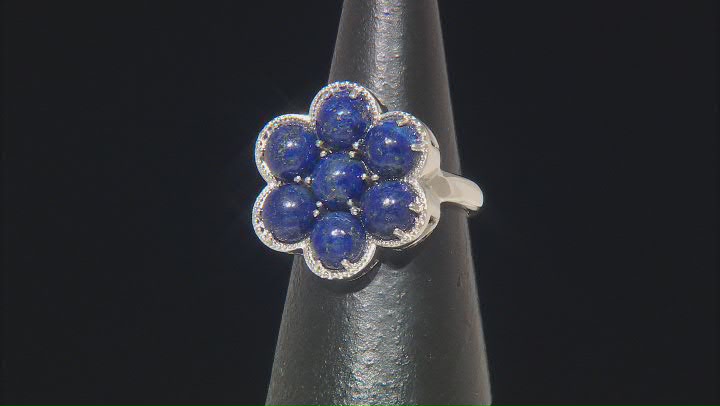 Blue Lapis Lazuli Rhodium Over Sterling Silver Ring Video Thumbnail