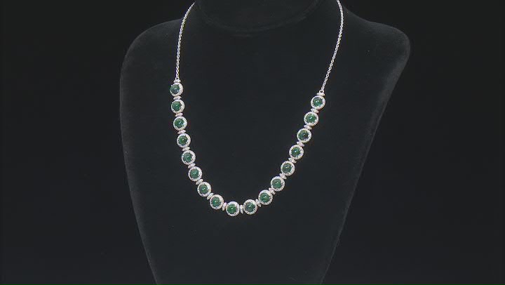 Green Malachite Rhodium Over Sterling Silver Tennis Necklace Video Thumbnail