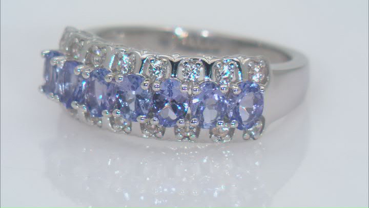 Blue Tanzanite Rhodium Over Sterling Silver Ring 1.22ctw Video Thumbnail